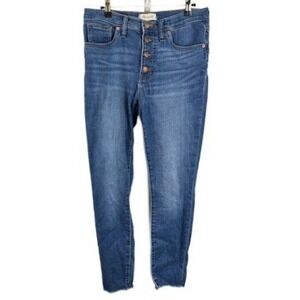 Madewell Women's Size 28 Blue Wash High Rise Skinny Button Fly Raw Hem Jeans
